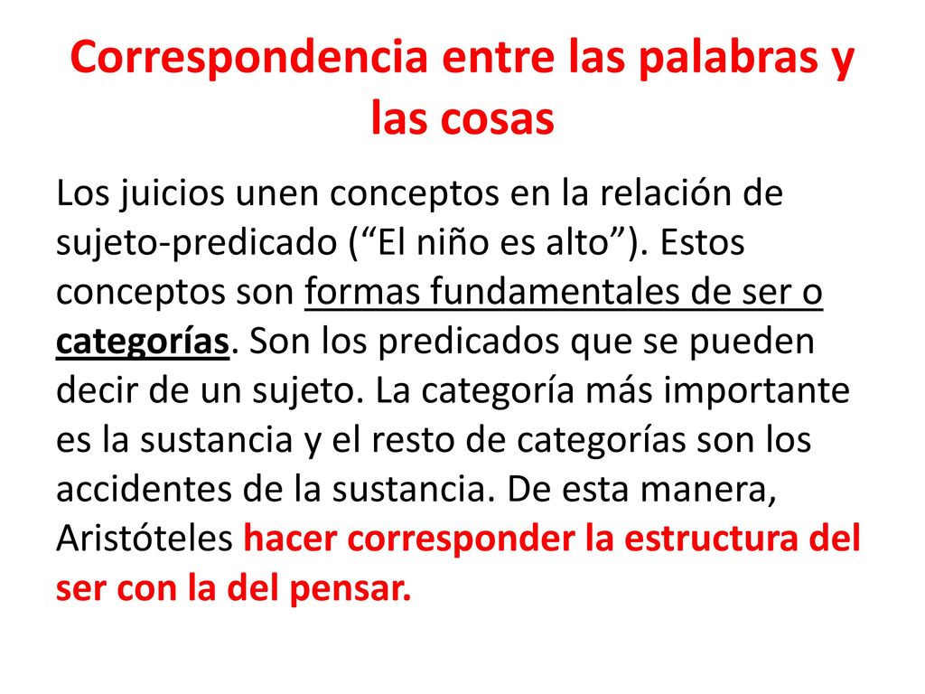 Correspondencia entre las palabras y las cosas