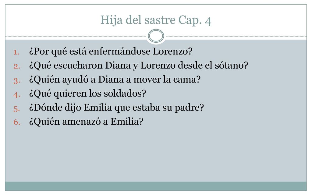 Hija del sastre Cap. 4 ¿Por qué está enfermándose Lorenzo