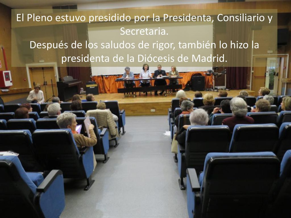 El Pleno estuvo presidido por la Presidenta, Consiliario y Secretaria.