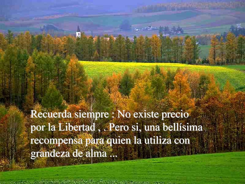 Recuerda siempre : No existe precio por la Libertad ,