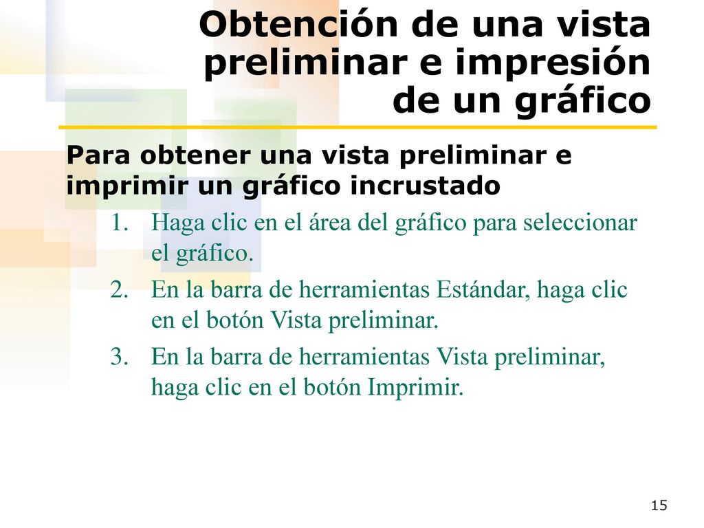 Obtención de una vista preliminar e impresión de un gráfico