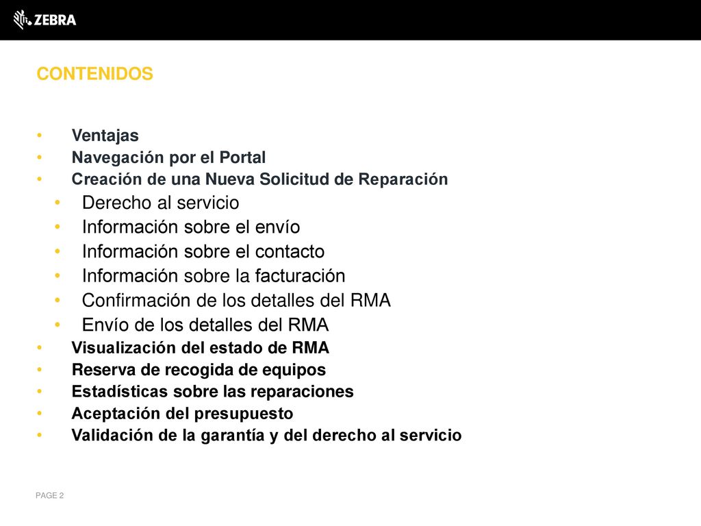Información sobre el envío Información sobre el contacto