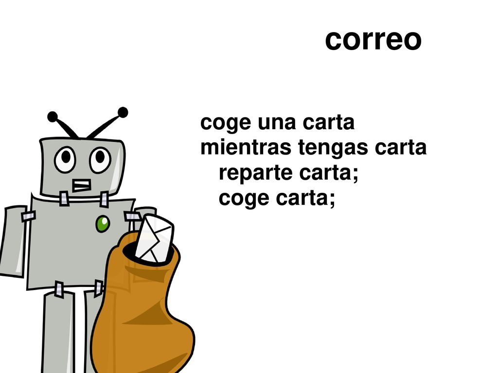 correo coge una carta mientras tengas carta reparte carta; coge carta;