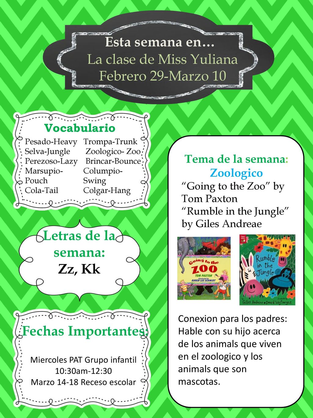 Esta semana en… Letras de la semana: Zz, Kk Fechas Importantes: