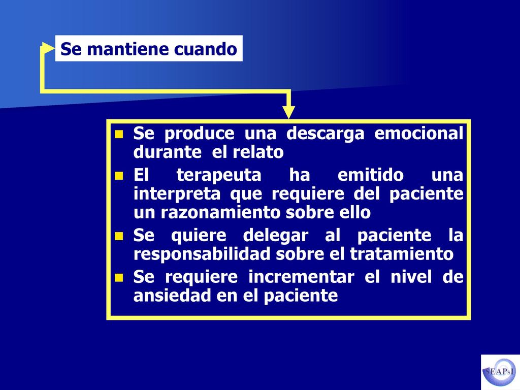Se mantiene cuando Se produce una descarga emocional durante el relato.