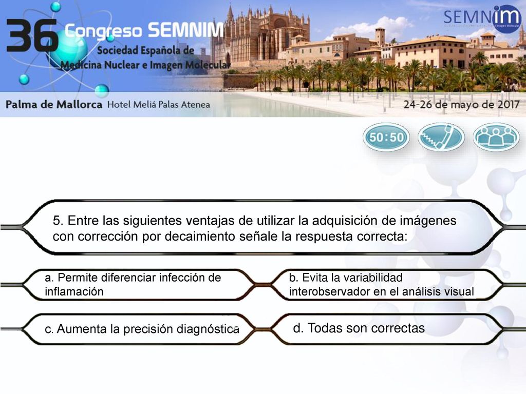 5. Entre las siguientes ventajas de utilizar la adquisición de imágenes con corrección por decaimiento señale la respuesta correcta: