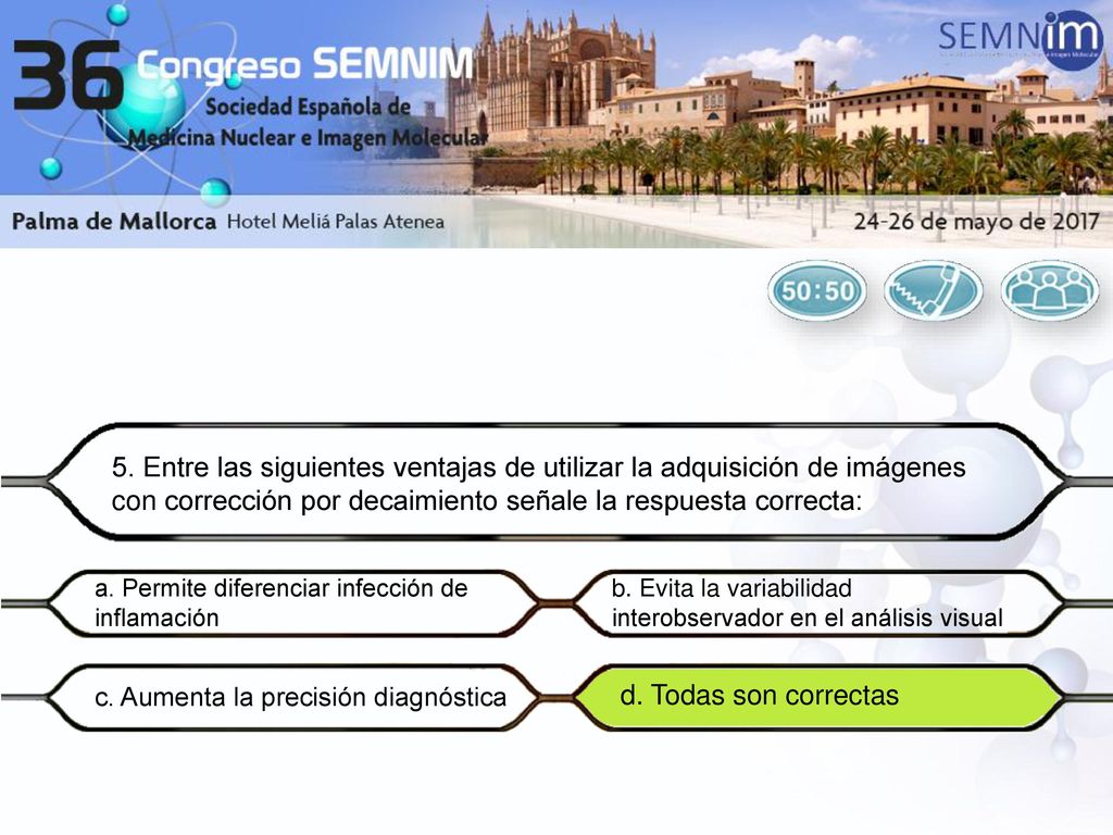 5. Entre las siguientes ventajas de utilizar la adquisición de imágenes con corrección por decaimiento señale la respuesta correcta: