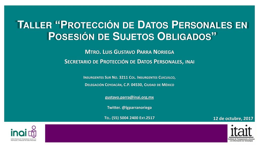 Taller Protección de Datos Personales en Posesión de Sujetos Obligados