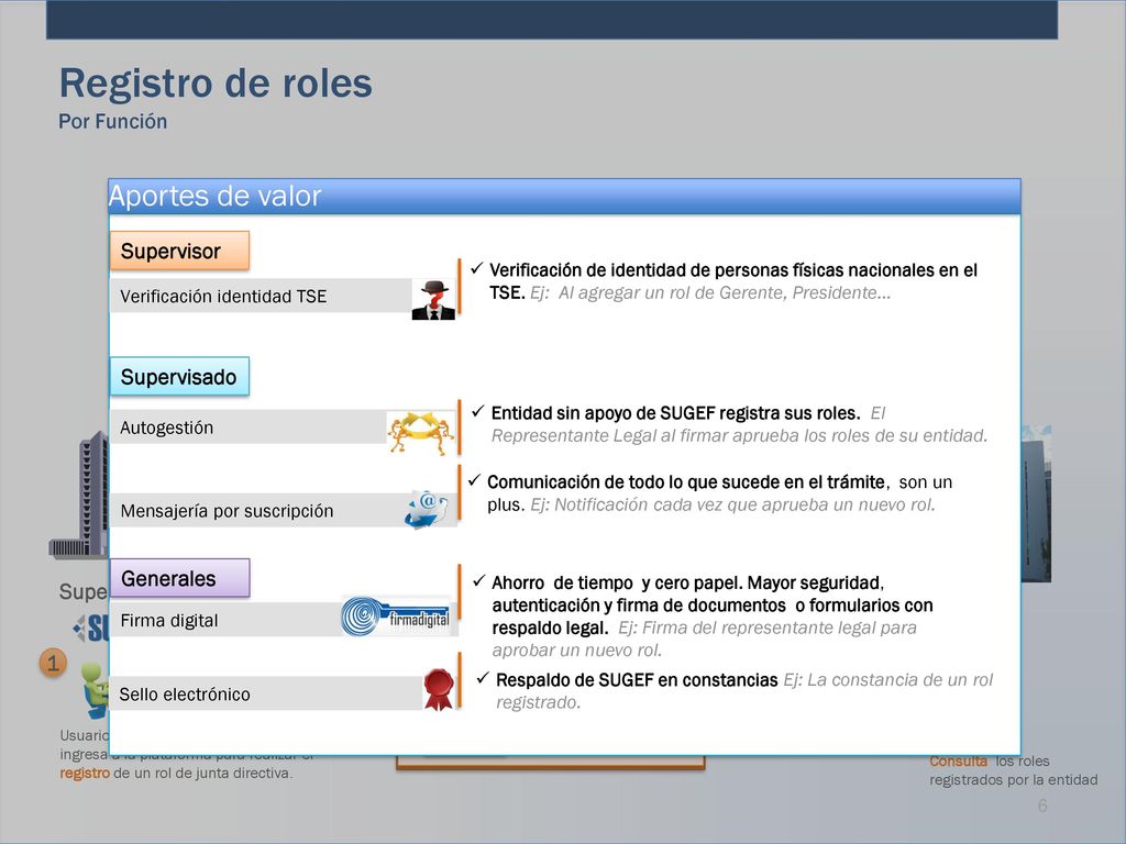 Registro de roles Aportes de valor Por Función Expediente electrónico
