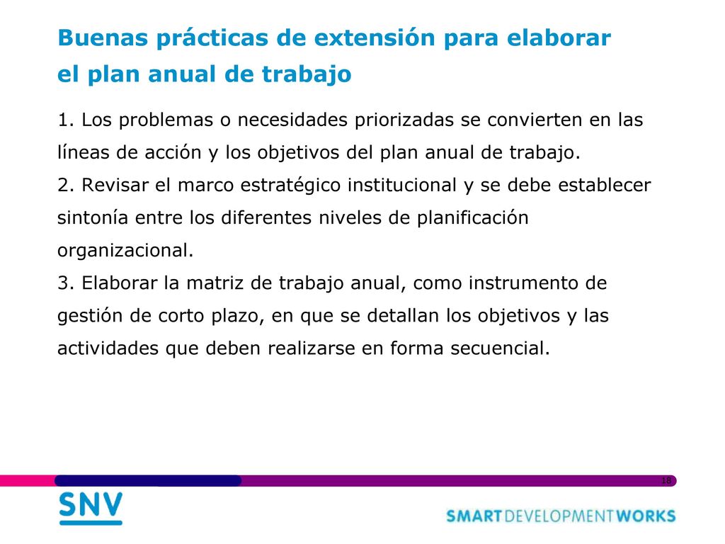 Buenas prácticas de extensión para elaborar el plan anual de trabajo