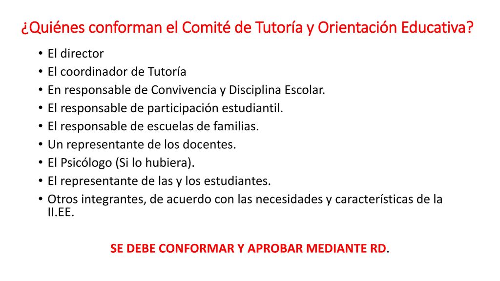 ¿Quiénes conforman el Comité de Tutoría y Orientación Educativa