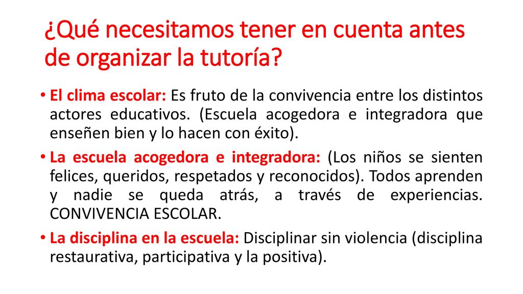 ¿Qué necesitamos tener en cuenta antes de organizar la tutoría