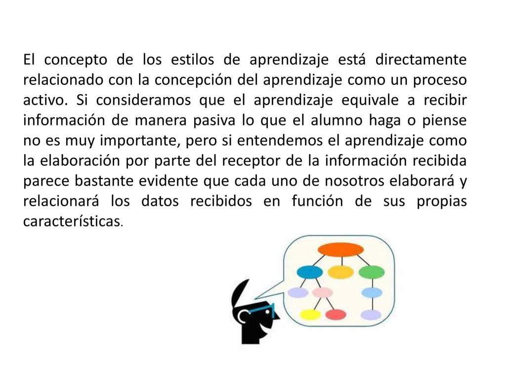 El concepto de los estilos de aprendizaje está directamente relacionado con la concepción del aprendizaje como un proceso activo.