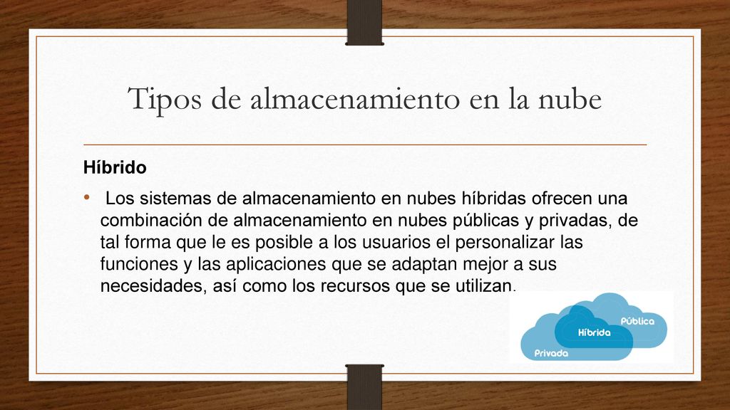 Tipos de almacenamiento en la nube