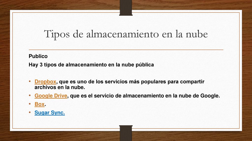 Tipos de almacenamiento en la nube