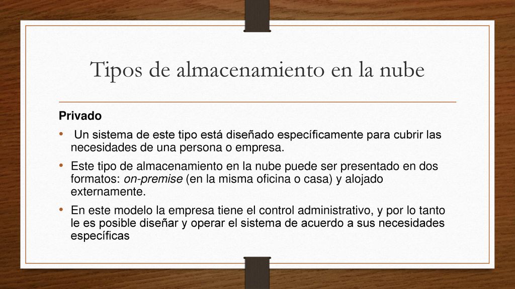 Tipos de almacenamiento en la nube