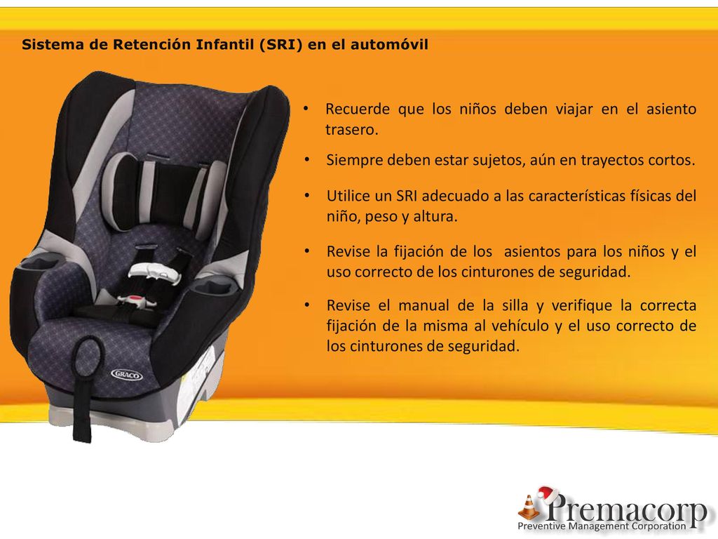 Recuerde que los niños deben viajar en el asiento trasero.