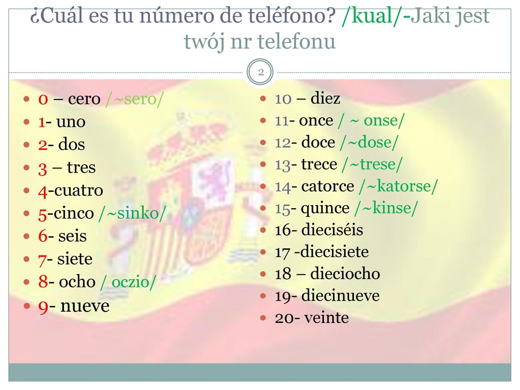 ¿Cuál es tu número de teléfono /kual/-Jaki jest twój nr telefonu