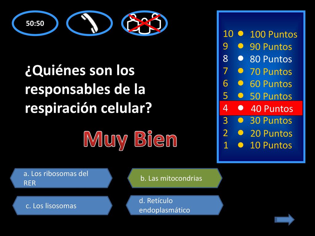 Muy Bien ¿Quiénes son los responsables de la respiración celular 10