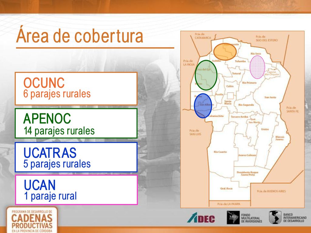 Área de cobertura OCUNC APENOC UCATRAS UCAN 6 parajes rurales