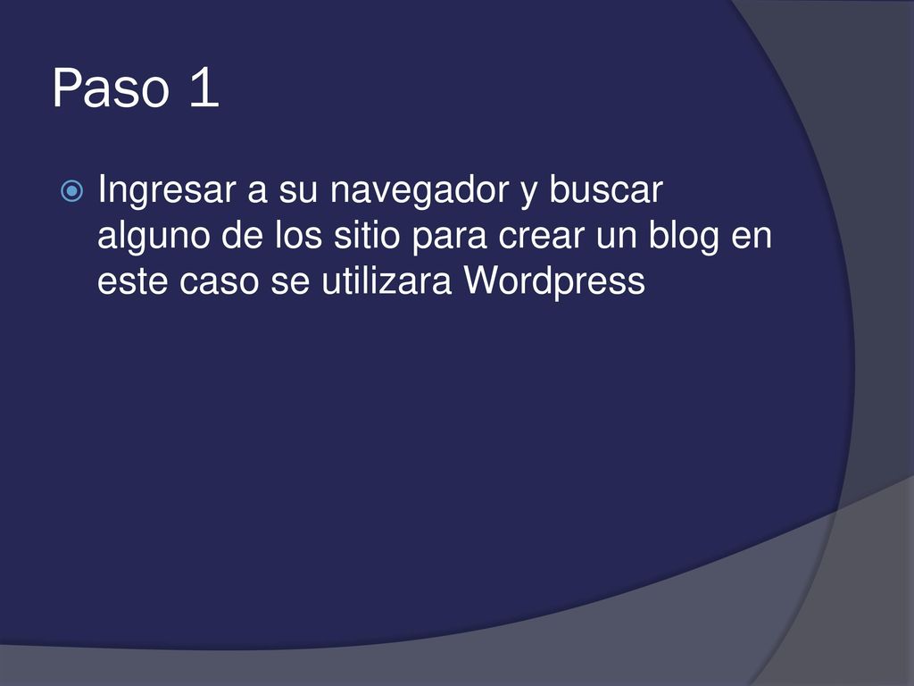 Paso 1 Ingresar a su navegador y buscar alguno de los sitio para crear un blog en este caso se utilizara Wordpress.