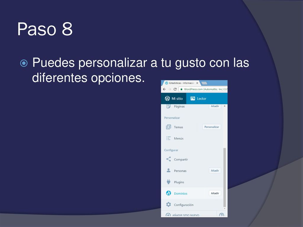 Paso 8 Puedes personalizar a tu gusto con las diferentes opciones.