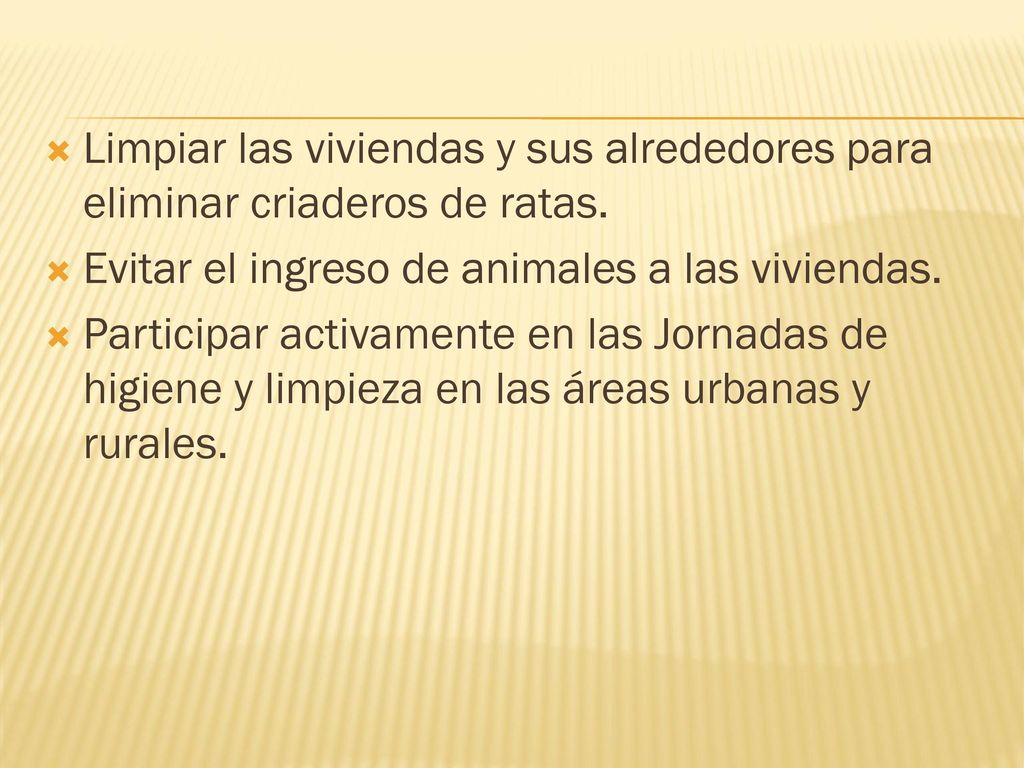 Limpiar las viviendas y sus alrededores para eliminar criaderos de ratas.