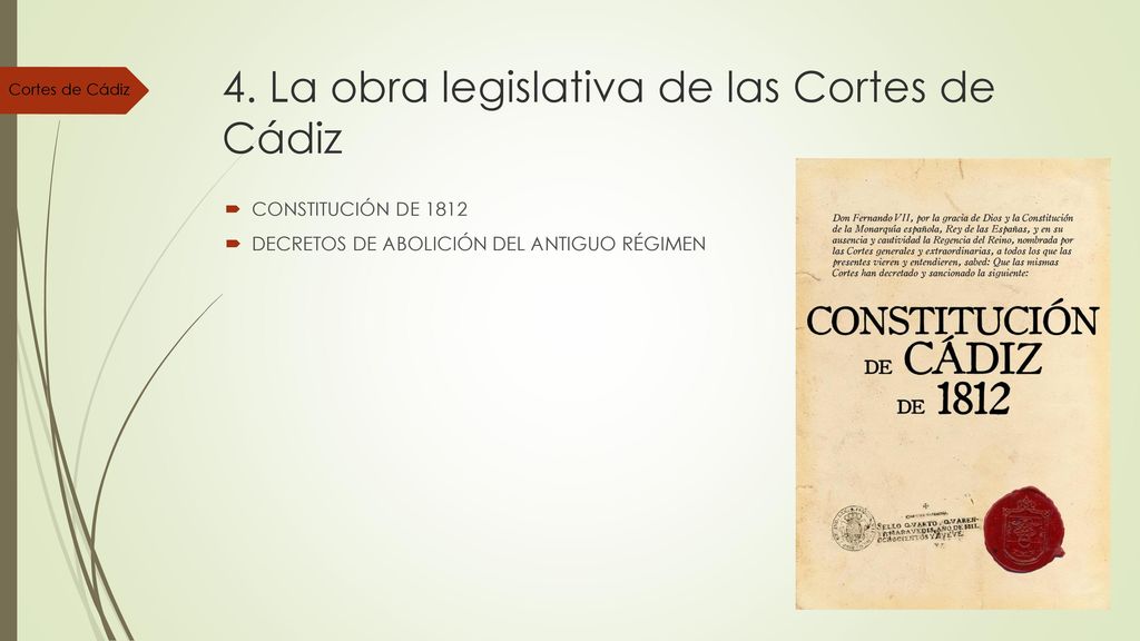 4. La obra legislativa de las Cortes de Cádiz