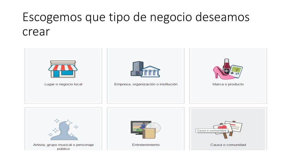 Escogemos que tipo de negocio deseamos crear
