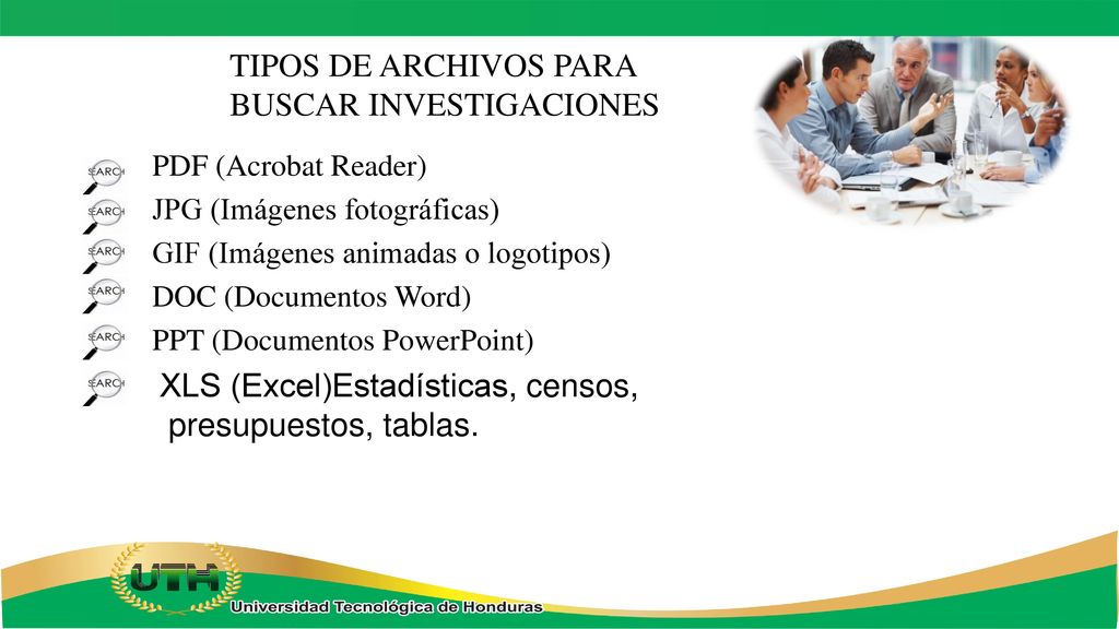 TIPOS DE ARCHIVOS PARA BUSCAR INVESTIGACIONES