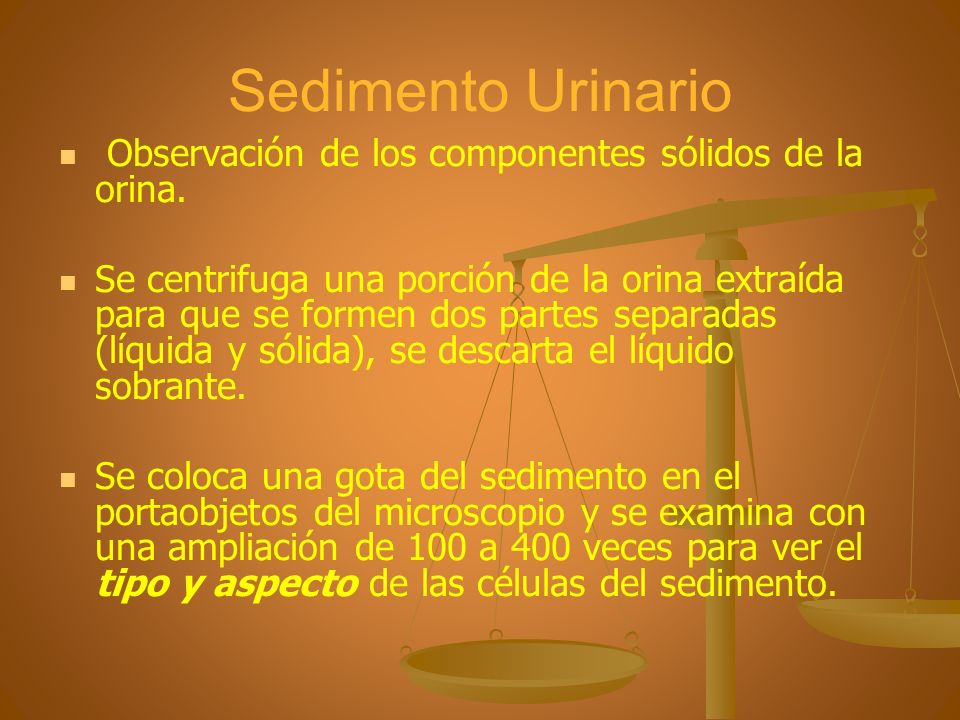 Sedimento Urinario Observación de los componentes sólidos de la orina.