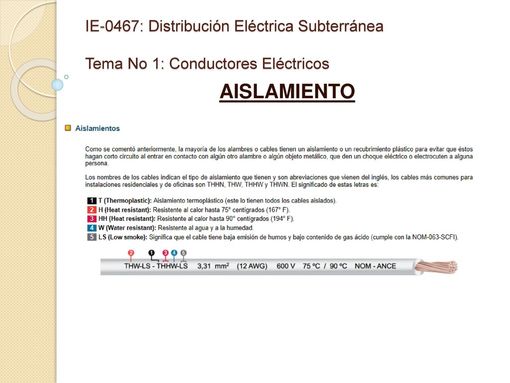 IE-0467: Distribución Eléctrica Subterránea Tema No 1: Conductores Eléctricos