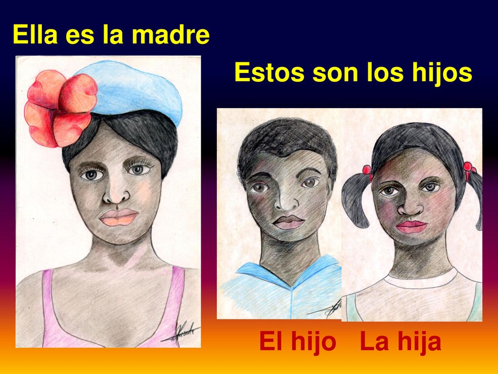 Ella es la madre Estos son los hijos El hijo La hija