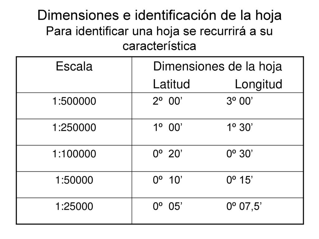 Dimensiones e identificación de la hoja Para identificar una hoja se recurrirá a su característica