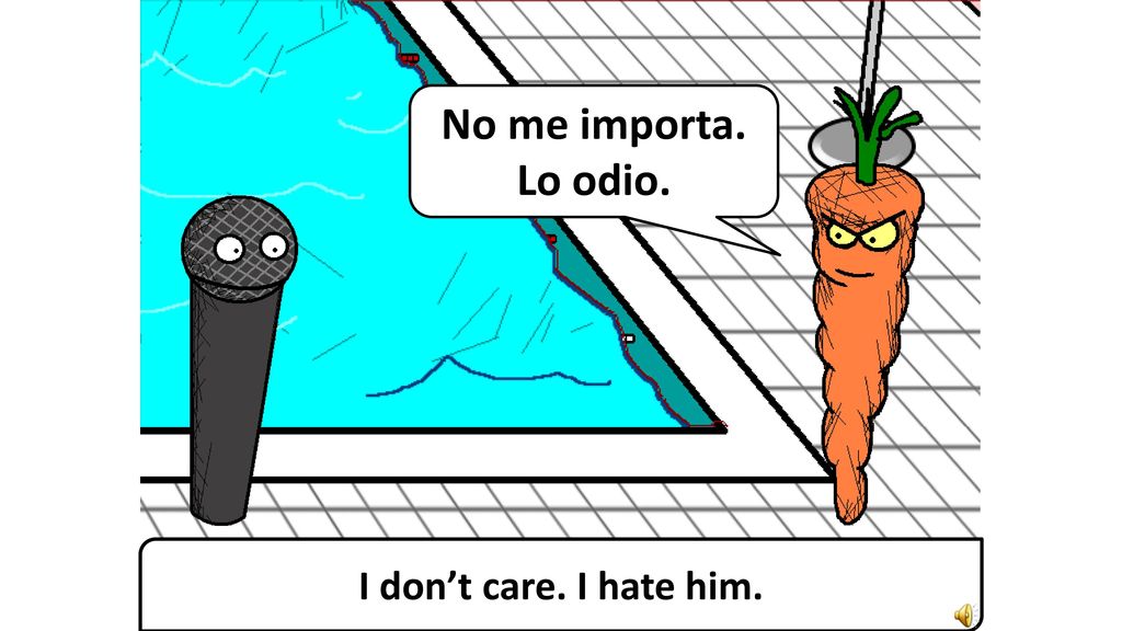No me importa. Lo odio. I don’t care. I hate him.