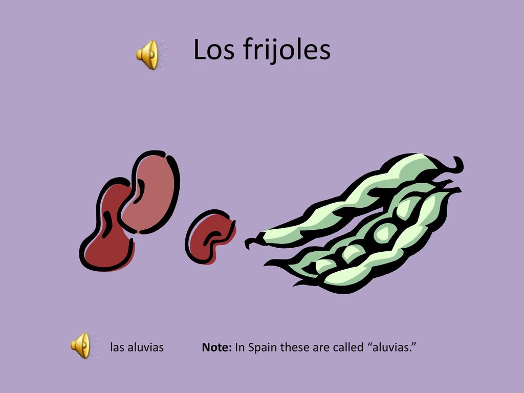 Los frijoles las aluvias Note: In Spain these are called aluvias.