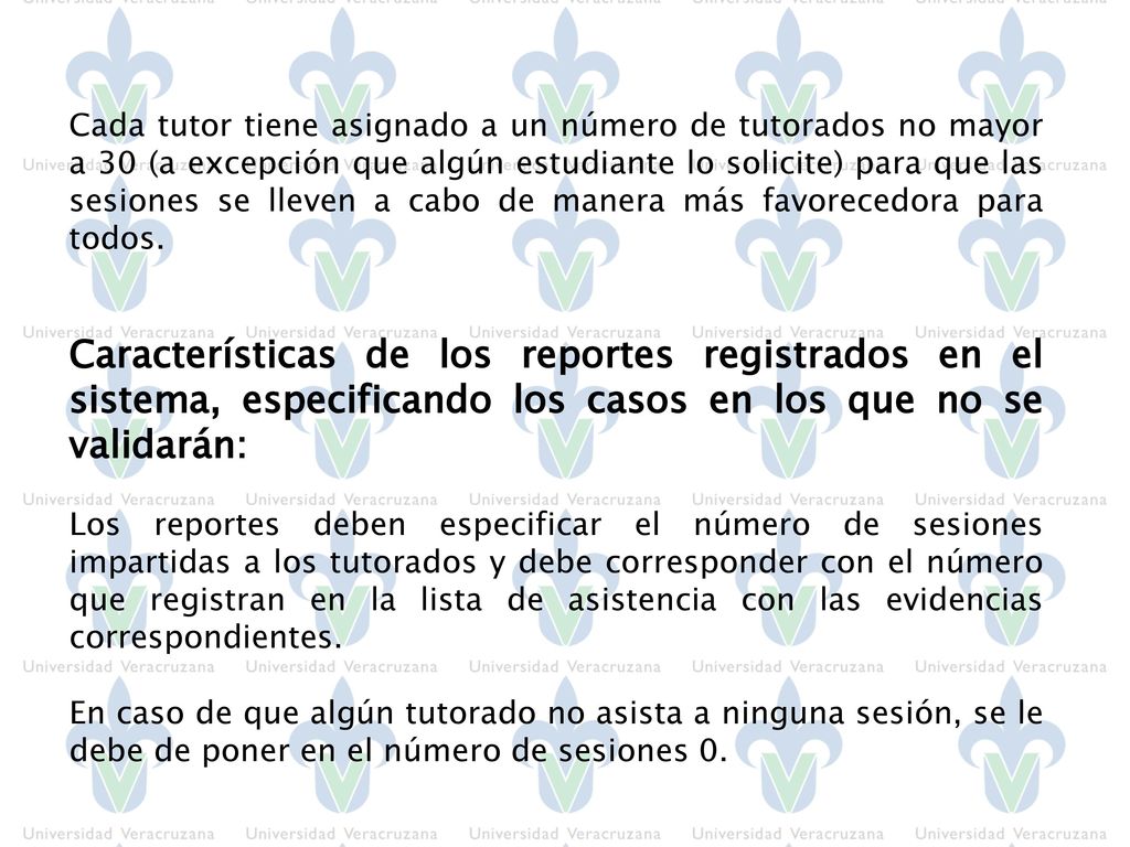 Cada tutor tiene asignado a un número de tutorados no mayor a 30 (a excepción que algún estudiante lo solicite) para que las sesiones se lleven a cabo de manera más favorecedora para todos.