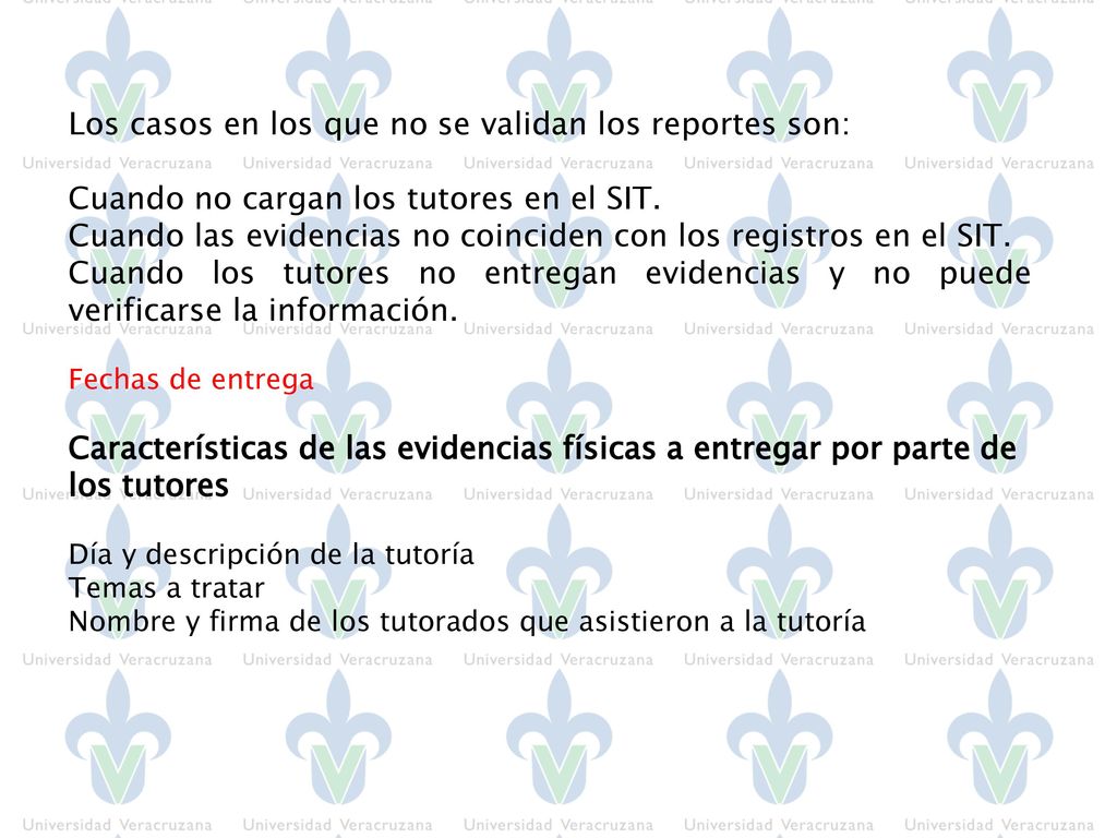Los casos en los que no se validan los reportes son: