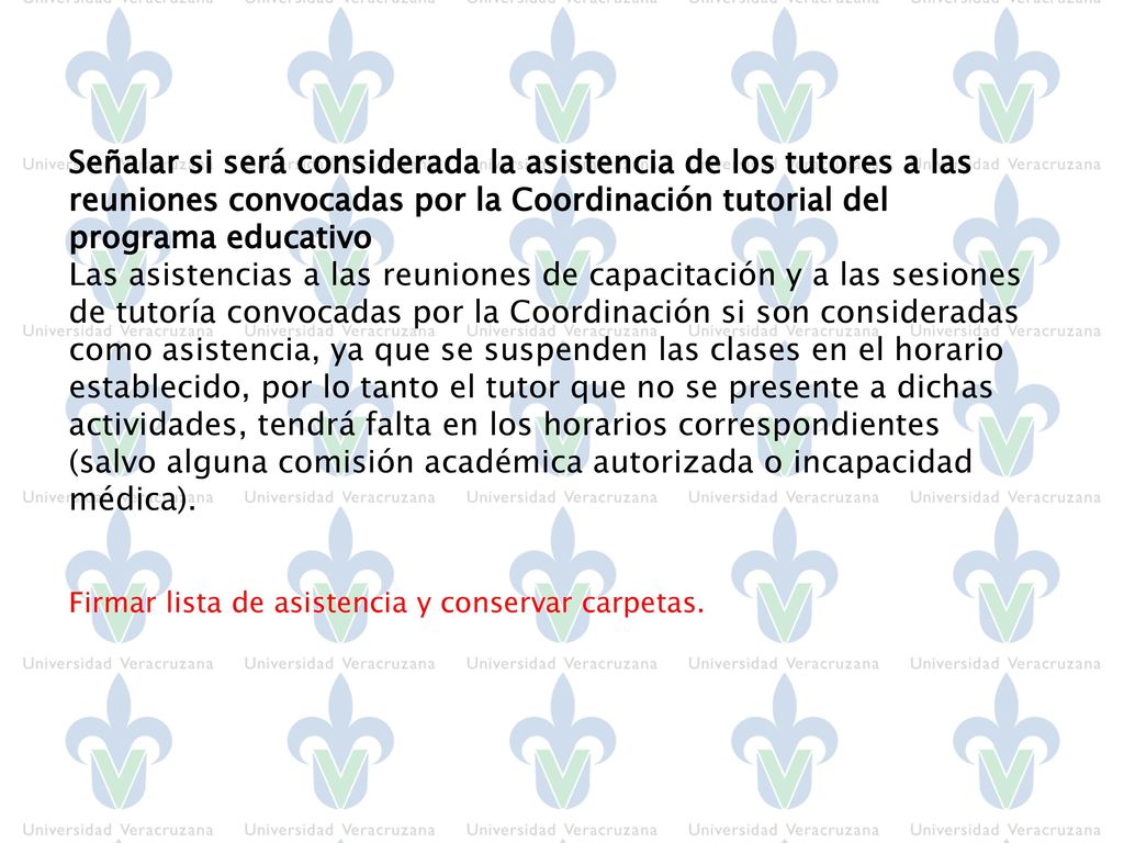 Señalar si será considerada la asistencia de los tutores a las reuniones convocadas por la Coordinación tutorial del programa educativo.