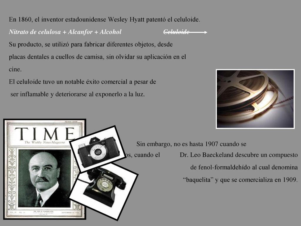 En 1860, el inventor estadounidense Wesley Hyatt patentó el celuloide.