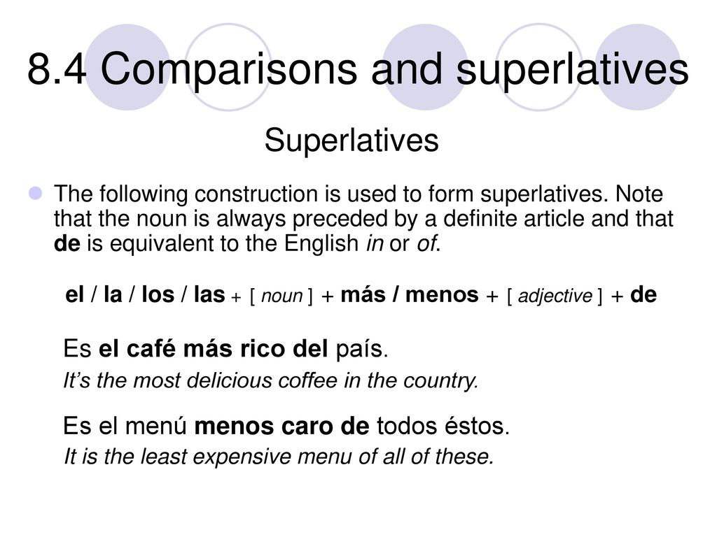 el / la / los / las + [ noun ] + más / menos + [ adjective ] + de