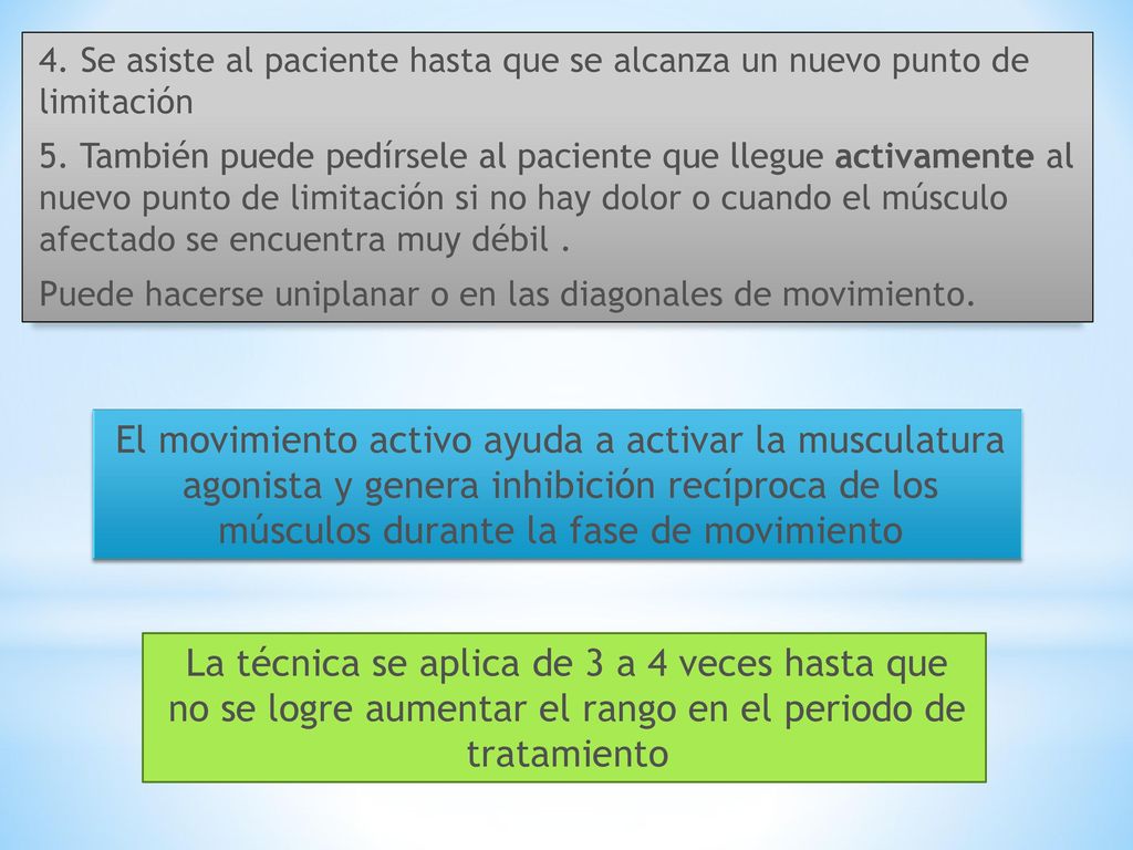 4. Se asiste al paciente hasta que se alcanza un nuevo punto de limitación