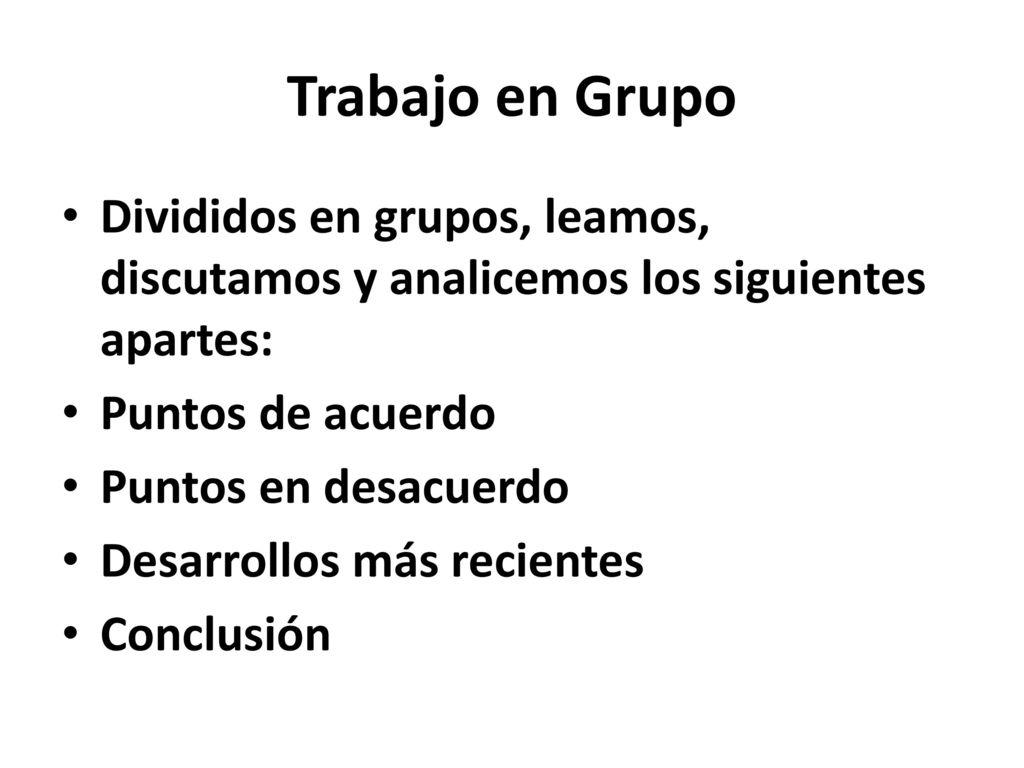 Trabajo en Grupo Divididos en grupos, leamos, discutamos y analicemos los siguientes apartes: Puntos de acuerdo.
