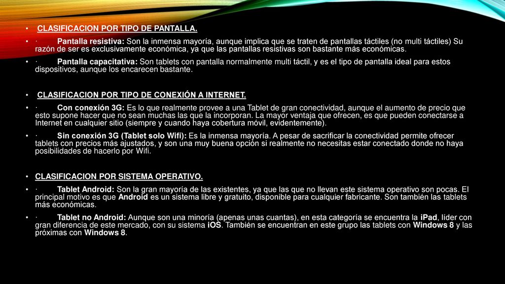 CLASIFICACION POR TIPO DE PANTALLA.