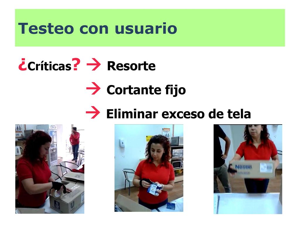 ¿Críticas  Resorte Testeo con usuario  Cortante fijo