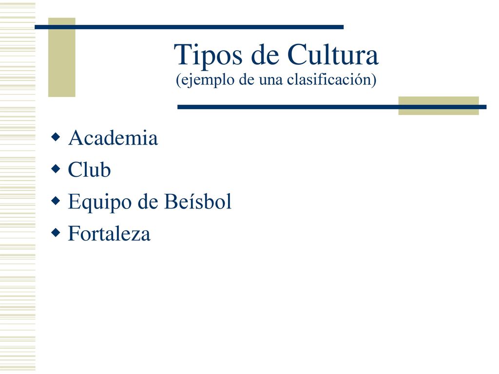 Tipos de Cultura (ejemplo de una clasificación)