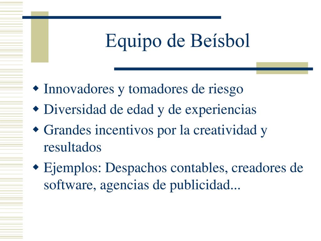 Equipo de Beísbol Innovadores y tomadores de riesgo