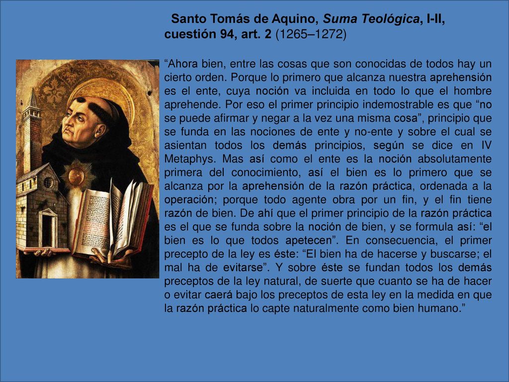 Santo Tomás de Aquino, Suma Teológica, I-II, cuestión 94, art