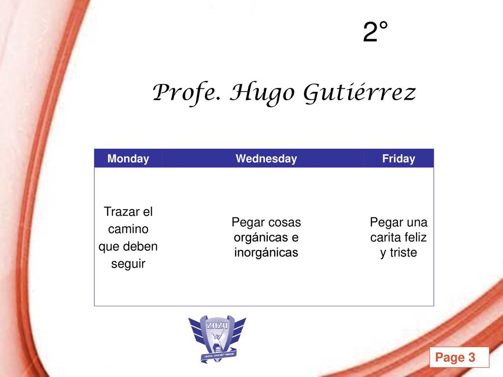 2° Profe. Hugo Gutiérrez Trazar el camino que deben seguir