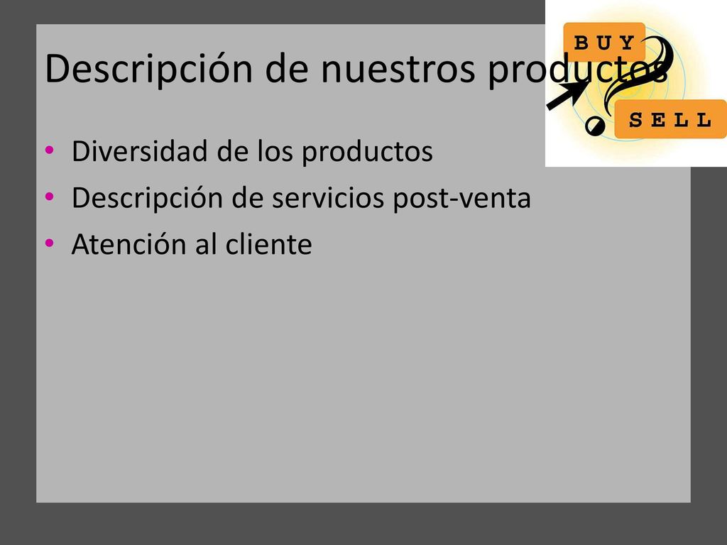 Descripción de nuestros productos